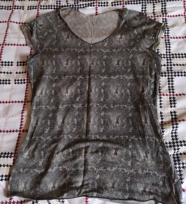 Bluzka dyskotekowa, w gadzią łuskę, krótki rękaw, damska S/M