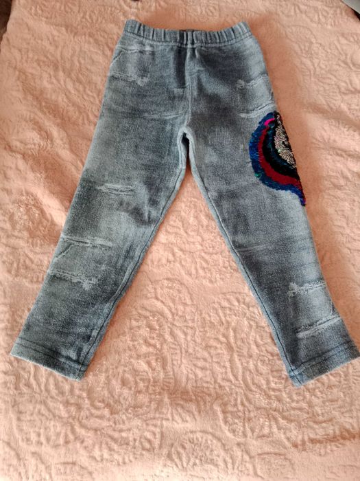 Spodnie legginsy getry ciepłe na zimę jednorożec 98/104