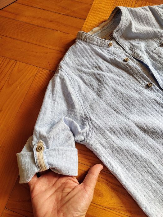 koszula chłopięca Zara, wiek ok. 8-10 lat, rozm 140 cm, błękit, stójka