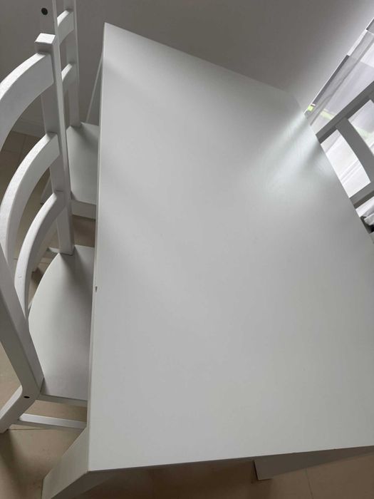 IKEA LANEBERG Stół rozkładany biały 4 NORDVIKEN Krzesło