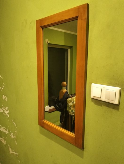 Lusterko mało w drewnianej obudowie drugie zdjęcie wymiary