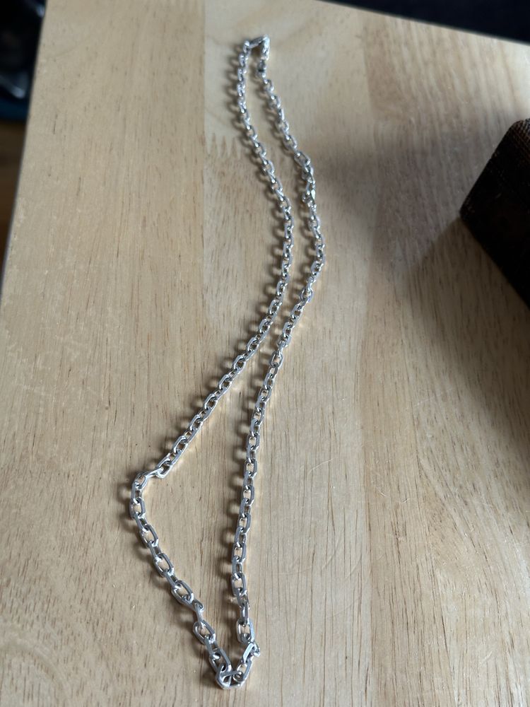 Cudny srebrny łańcuch duże oczka 60 cm