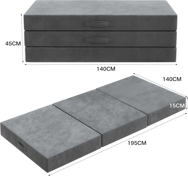 Nowy Materac Składany Turystyczny 140x195x15cm Memory Foam