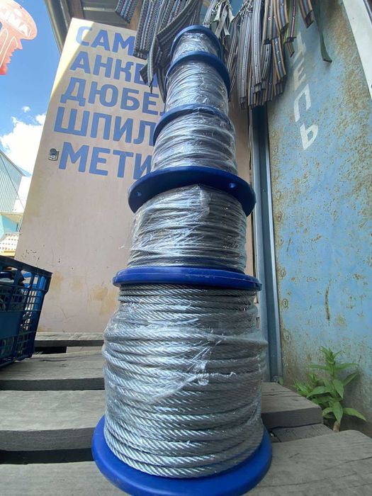 Сталеві оцинковані троси широкий асортимент від 1 до 12 мм