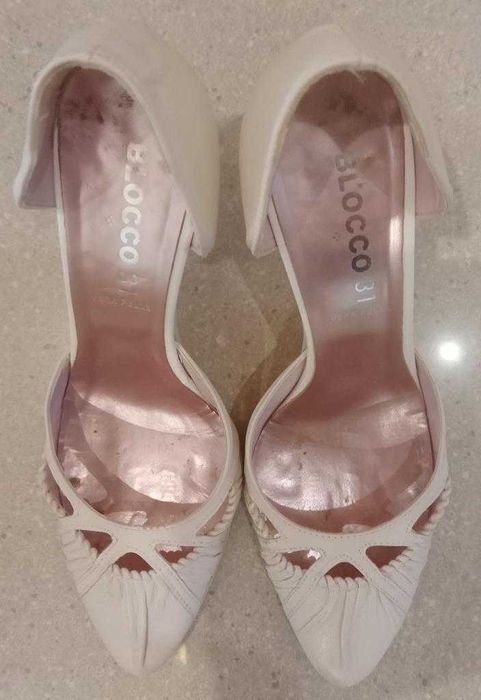 Czółenka włoskie damskie skórzane, szpilka, roz. 37