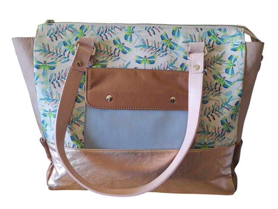 Mięta Torba Skórzana De Luxe Morskie Ważki Unikat