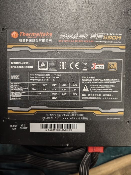 Zasilacz Thermaltake SMART SE 530W – Modularny  SPRAWNY