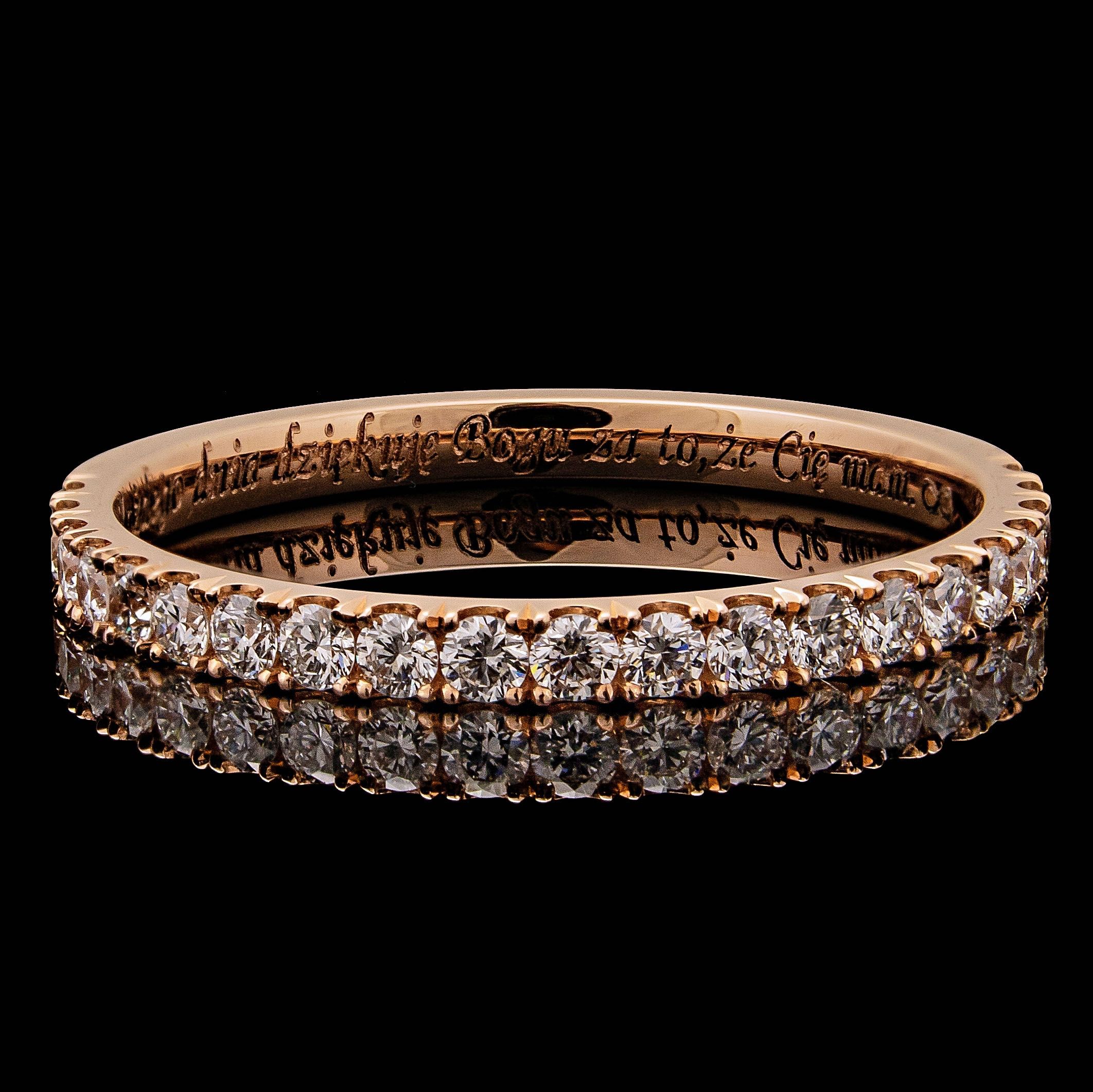 Złoty pierścionek z diamentami VS/F labgrown soczewka premium
