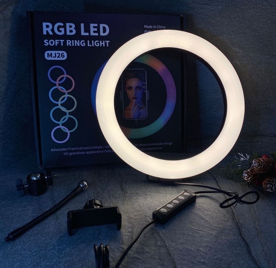 Кольцевая лампа RGB, MJ 26 LED, + 2.1м штатив