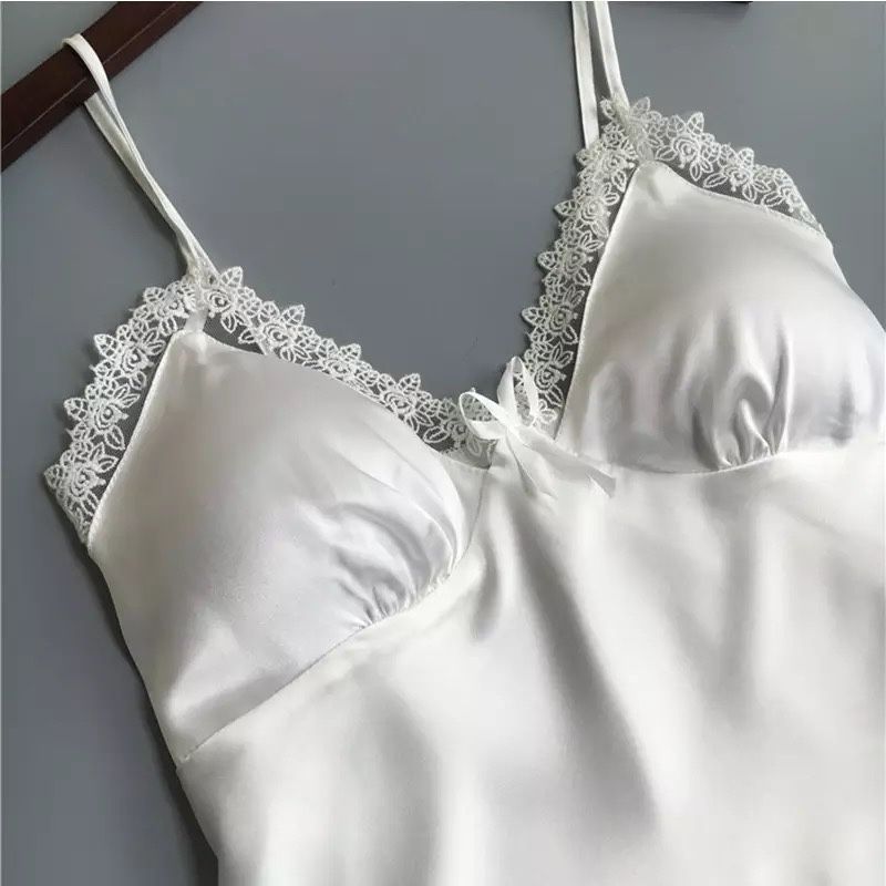 Комплект для утра невесты белый халат пеньюар шелковая ночнушк подарок