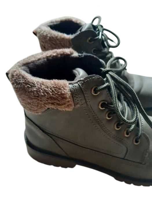 Nowe damskie buty trapery botki 37 khaki z futerkiem BonPrix