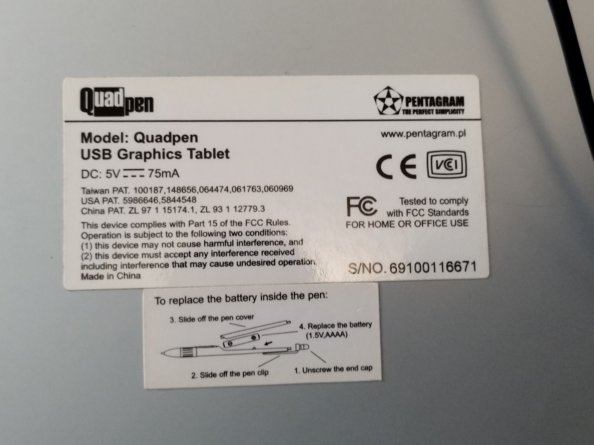 Graphics tablet Pentagram