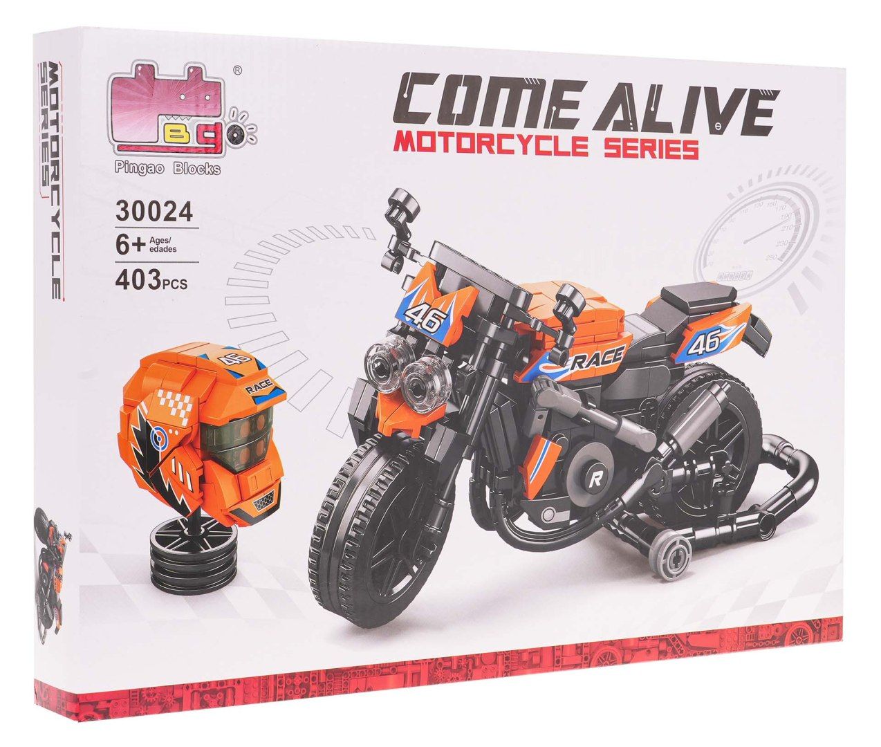Zestaw Klocków Motocykl Pomarańczowy 403el. motor