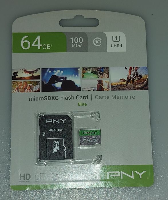 Cartão de memória flash microSDXC PNY Elite de 64 GB - NOVO