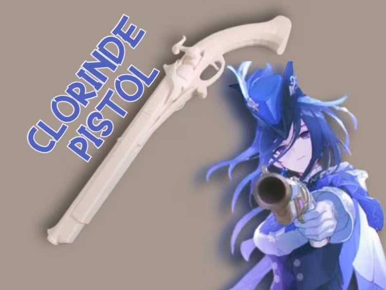 Genshin Impact - pistola Clorinde para cosplay ou prop