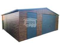Garaż blaszany 6x6 Brama + drzwi 2x okno drewnopodobny antracyt GP119