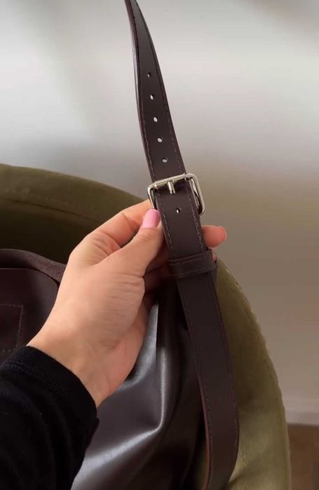 Сумка шкіряна коричнева шоколадна велика