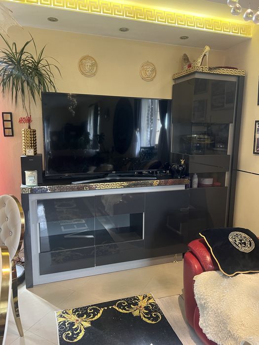 Zestaw komplet mebli Black Red White glamour wzór grecki LED