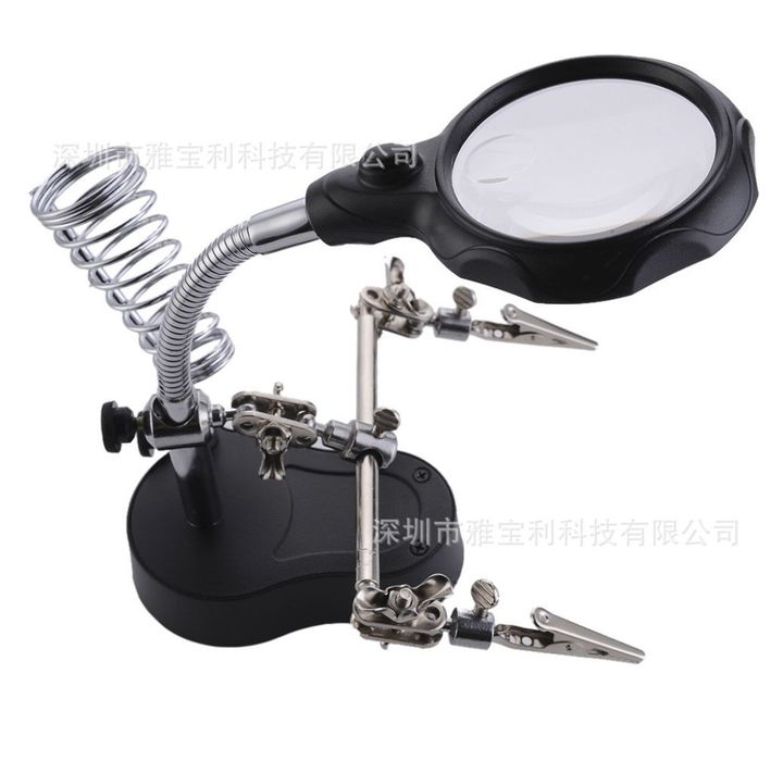 Светодиодное увеличительное стекло, третья рука.