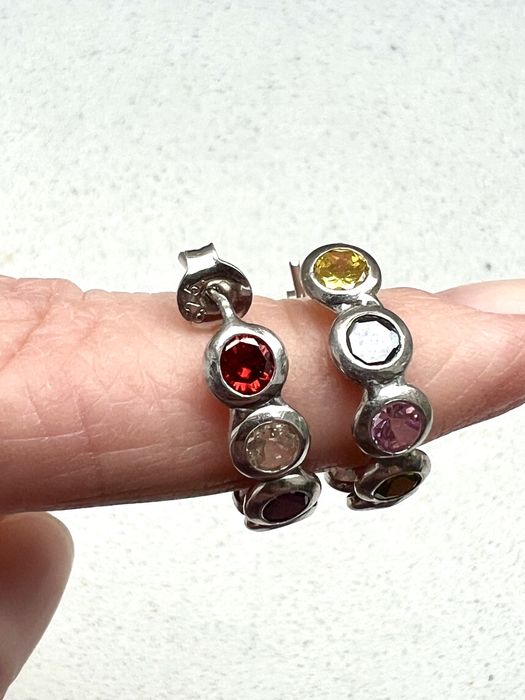 Срібні сережки кульчики 925 з кольоровими фіанітами