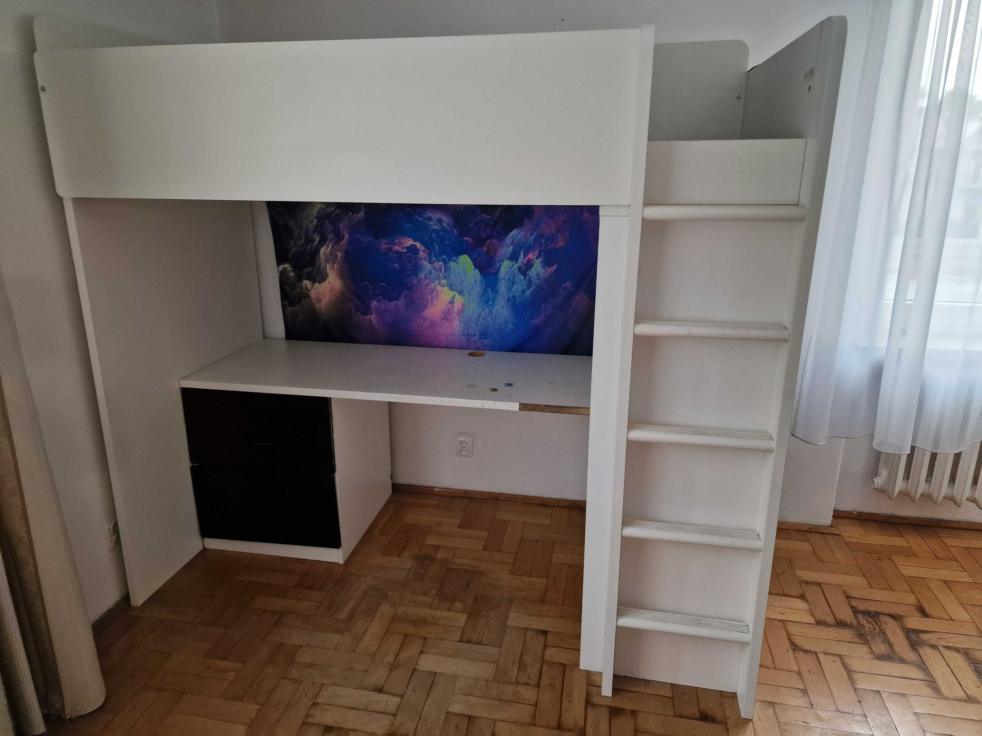 Łóżko piętrowe z biurkiem i szafką ikea