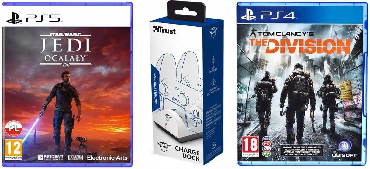 PS5 Slim 1TB 2016 + 2gry + pad Dualsense + ładowarka na 2 pady+ ROK GW