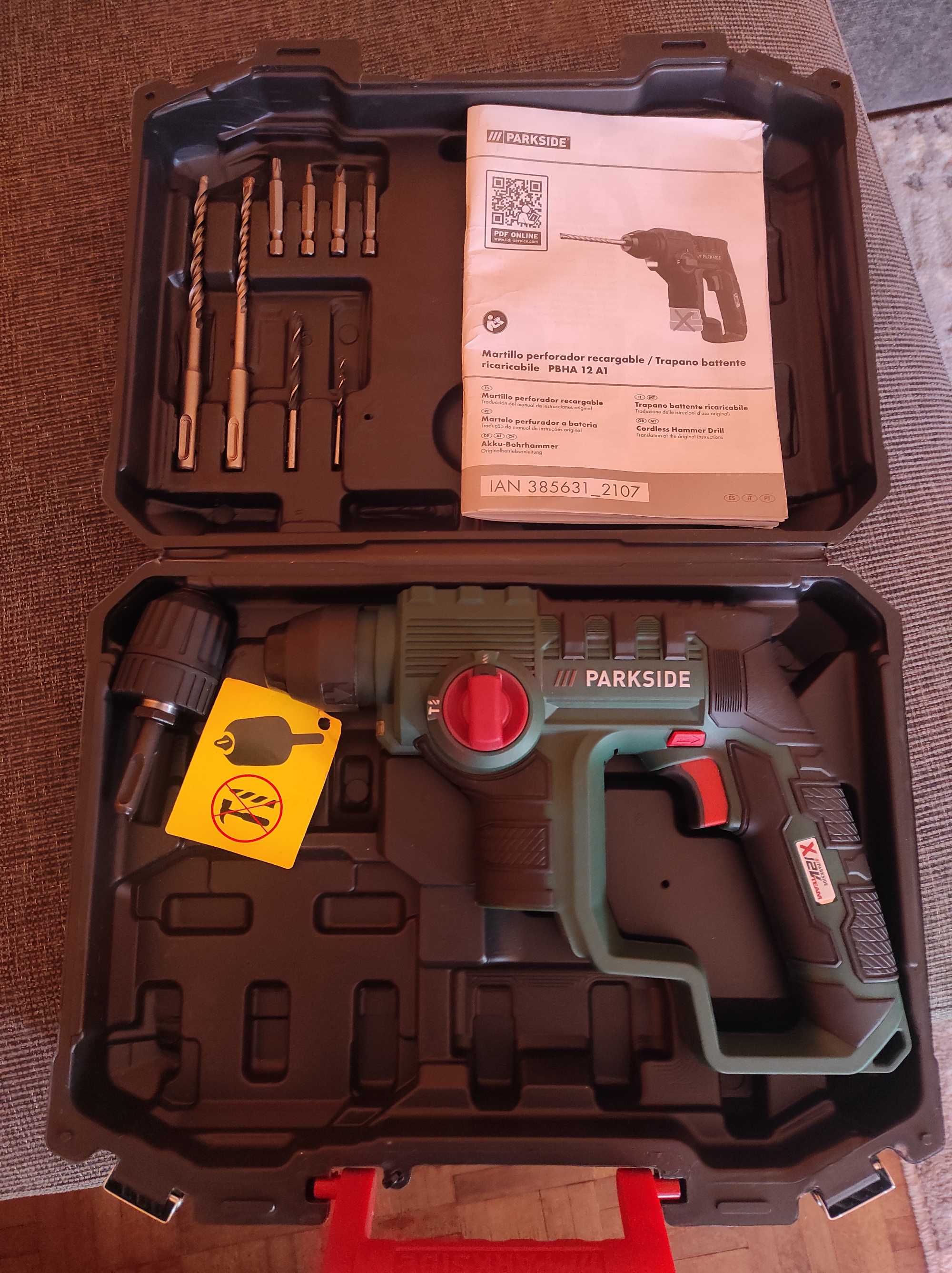 Perfurador PARKSIDE PBHA 12 A1 (sem bateria e carregador) Novo