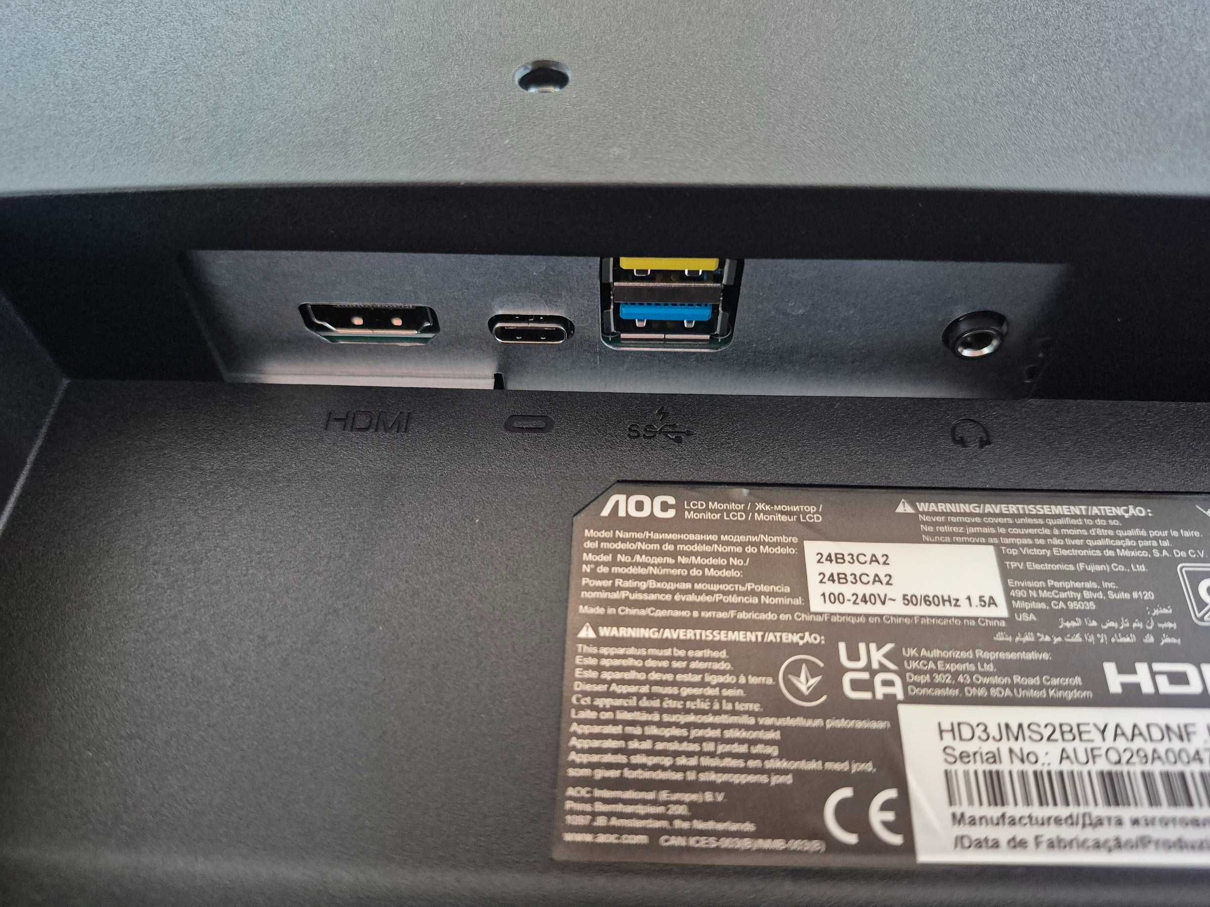 Sprzedam nowy monitor 24" AOC 24B3CA2 USB-C Dok Samsung Dex Głośniki