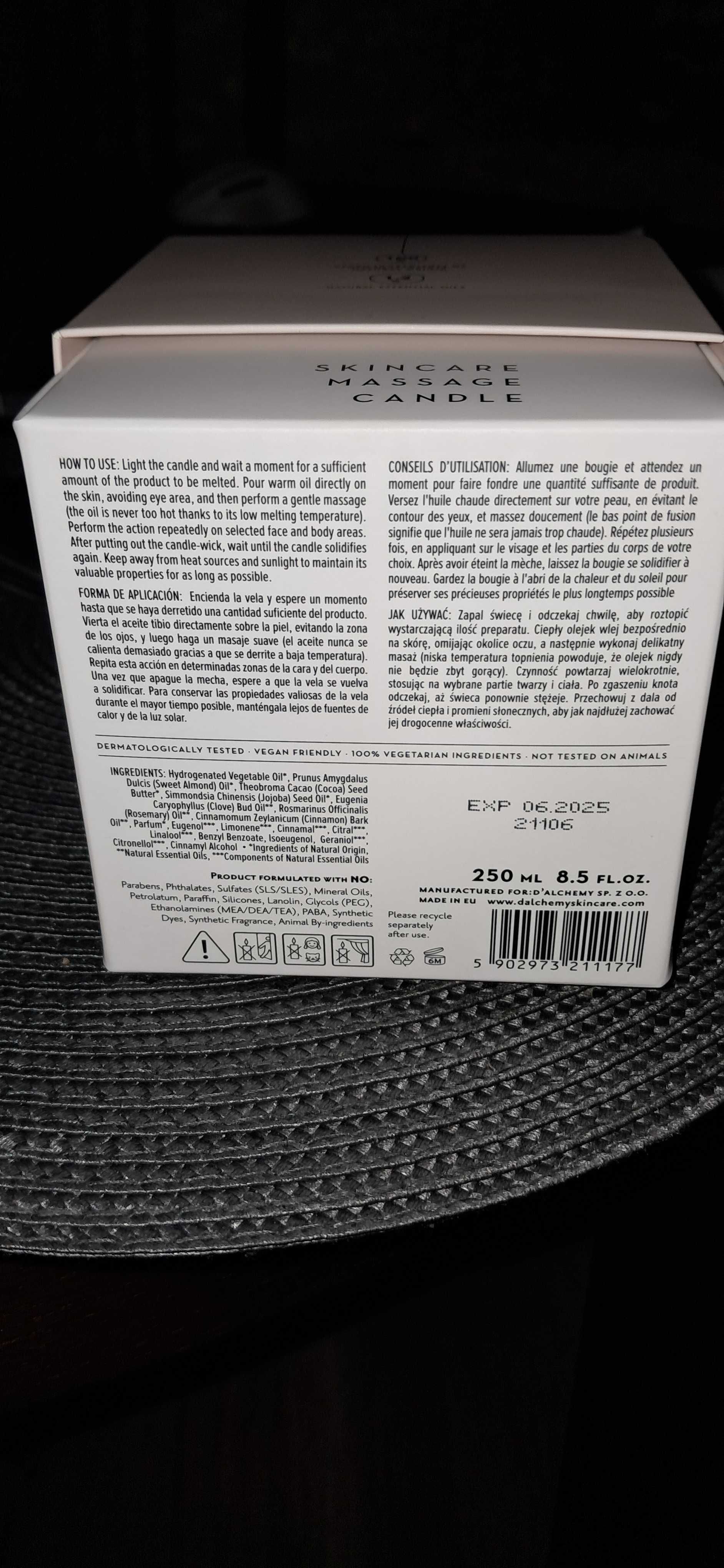 D'ALCHEMY- Świeca do masażu i pielęgnacji skóry  250ml.