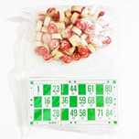 Bingo em saco com peças em madeira Novo Peso: 350gr.