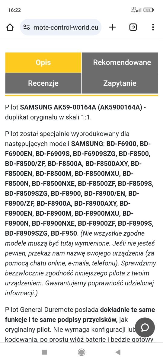 Pilot Samsung blu-ray.