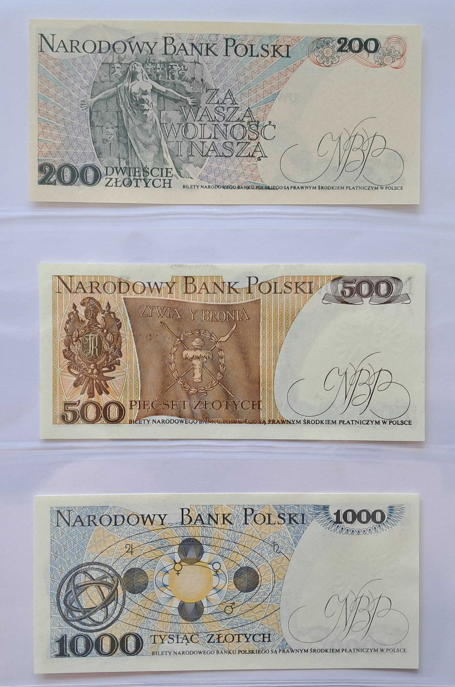 Banknoty PRL 20 - 100 zł.