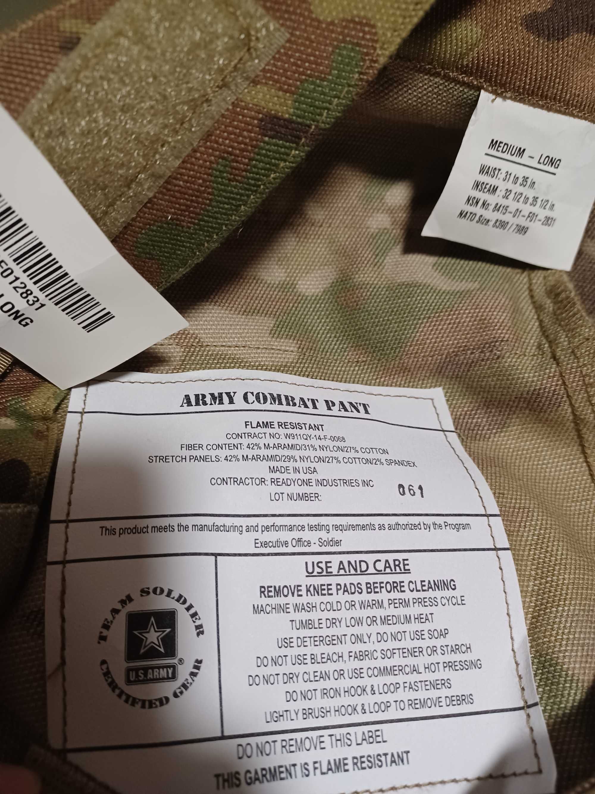 Spodnie wojskowe taktyczne combat PANT multicam US Army M/L