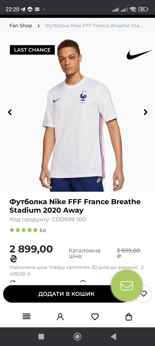 Футболка Nike FFF Breathe Stadium 2020 away