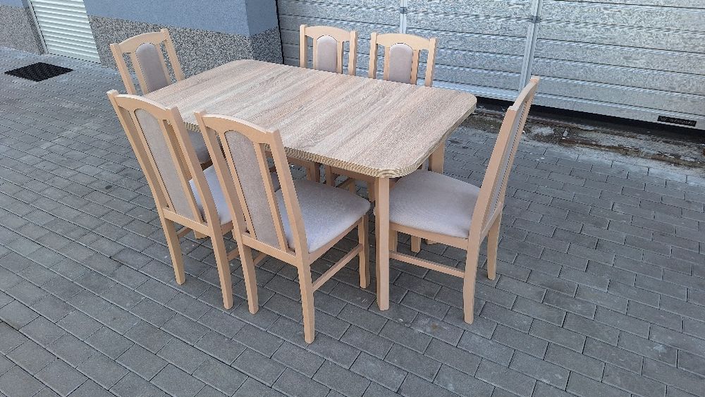 Nowe: Stół rozkładany + 6 krzeseł,sonoma+latte, dostawa cała POLSKA