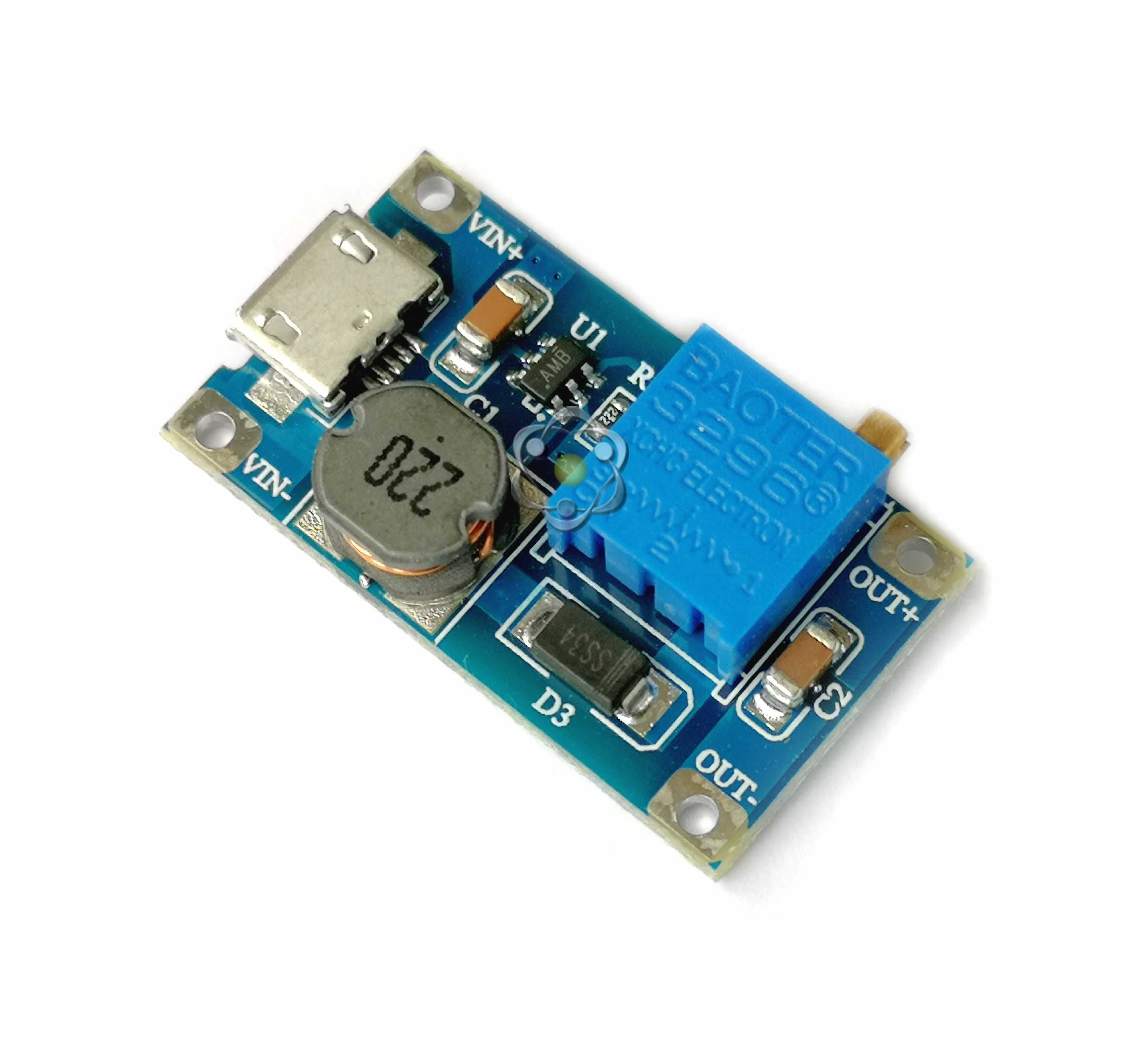 MT3608 Повышающая плата DC с microUSB входом ток нагрузки до 2А