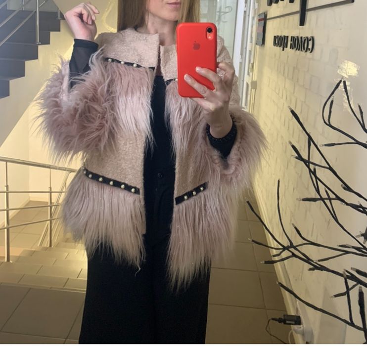 Жакет пудра (вкорочено пальто, шуба)