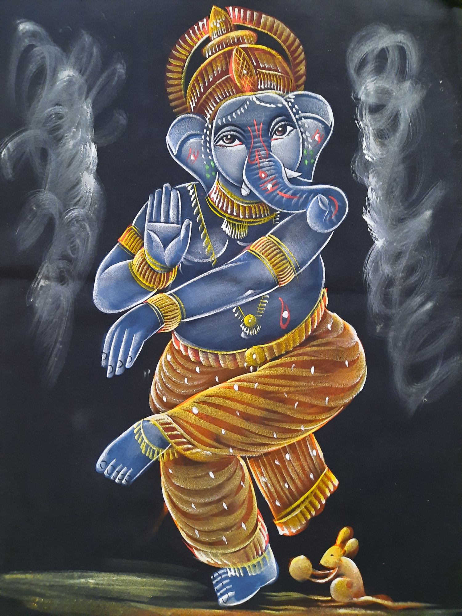 Pintura feita em pano da Ganesha