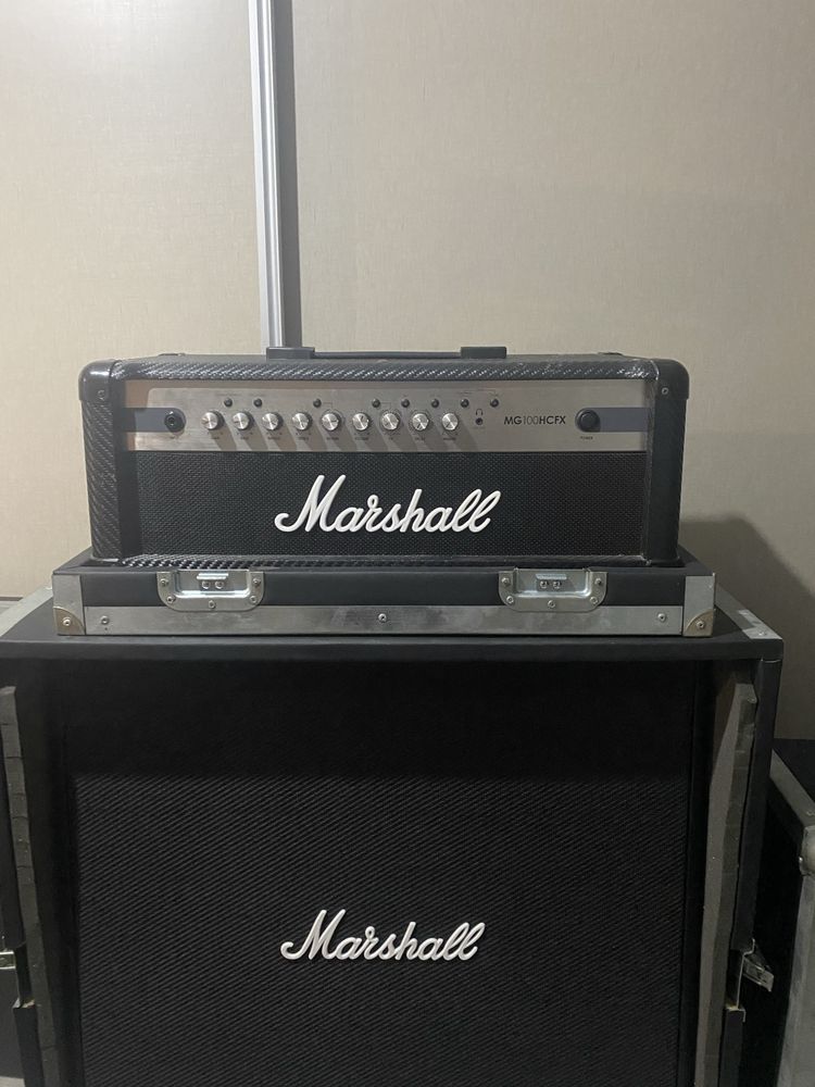 Conjunto coluna MX412AR +amplificador MG100HCFX marshall