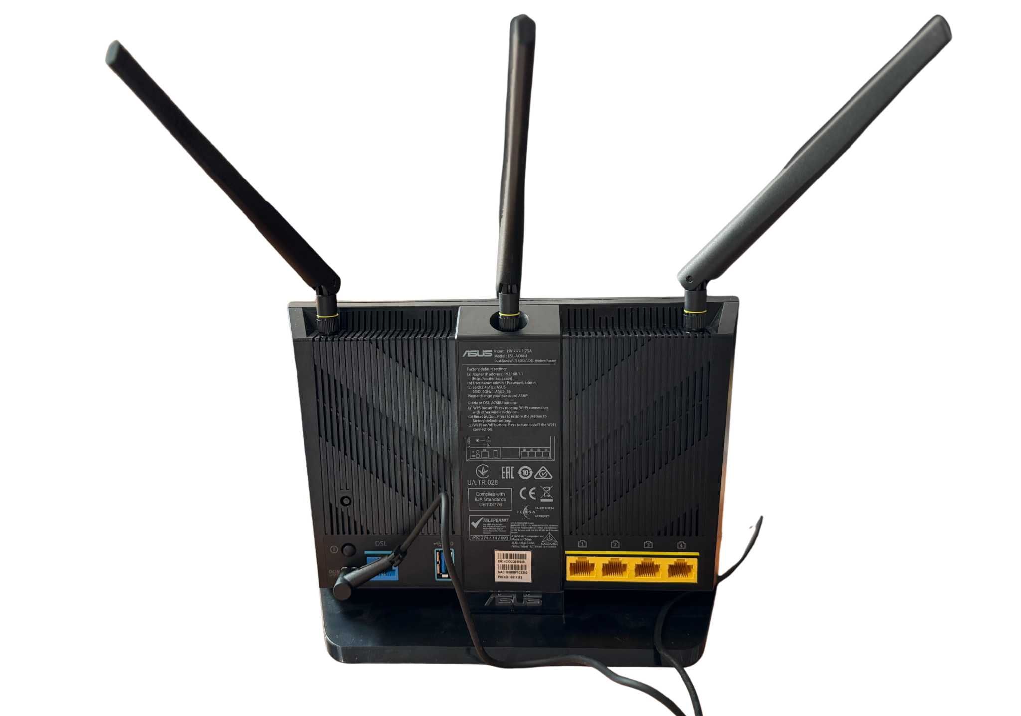 ASUS DSL-AC68U – router ADSL/VDSL AC1900, komplet bez RJ-45