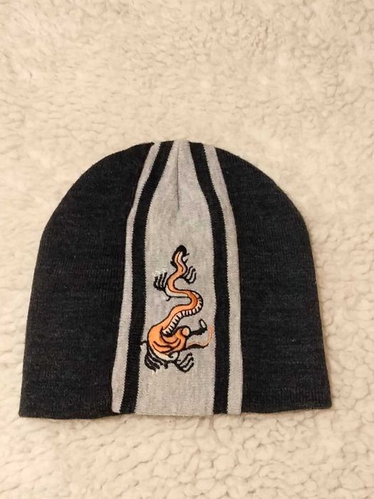 Трикотажна двошарова шапка демі (one size) + смугастий акриловий шарф