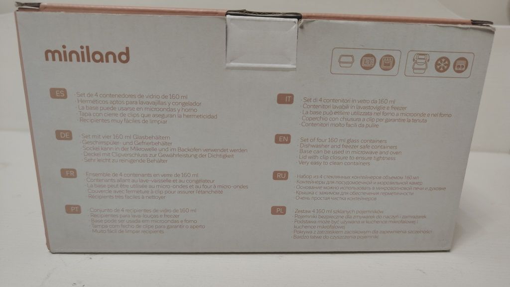 Miniland zestaw 4 szklanych pojemników