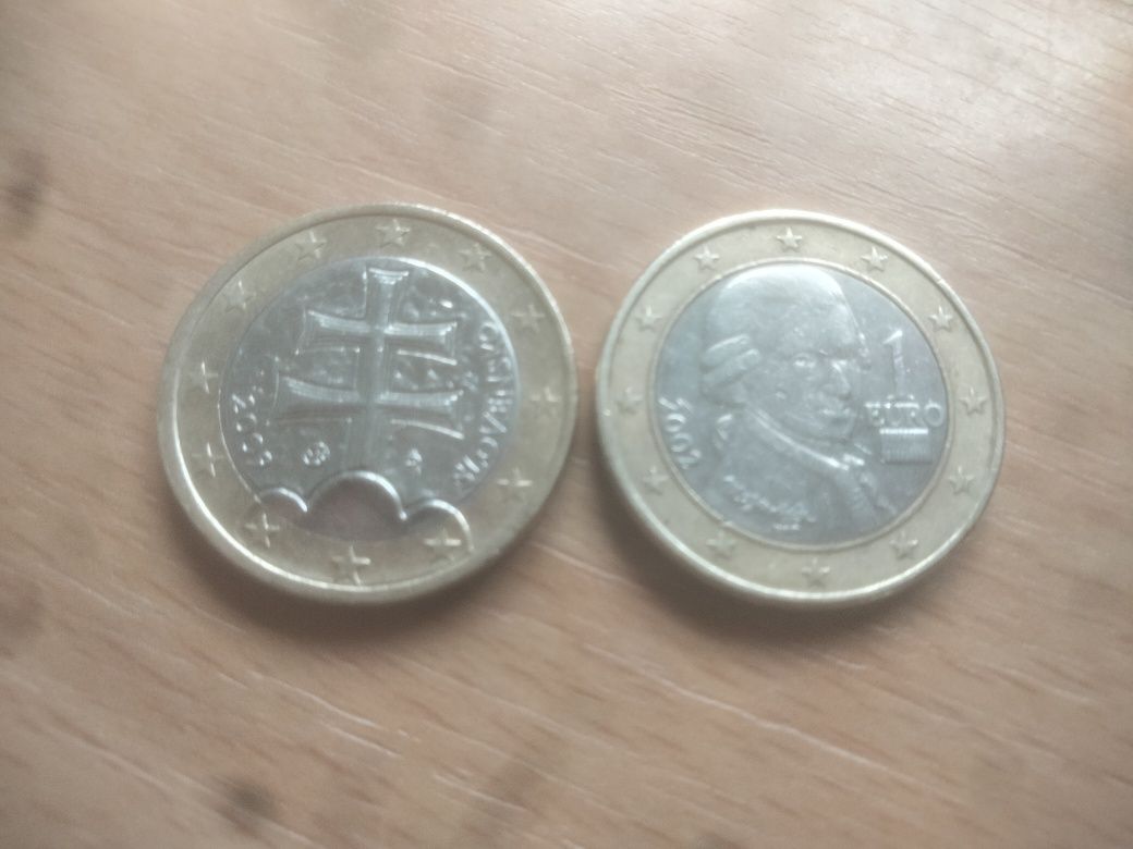 Moedas de 1€ Áustria e Eslováquia