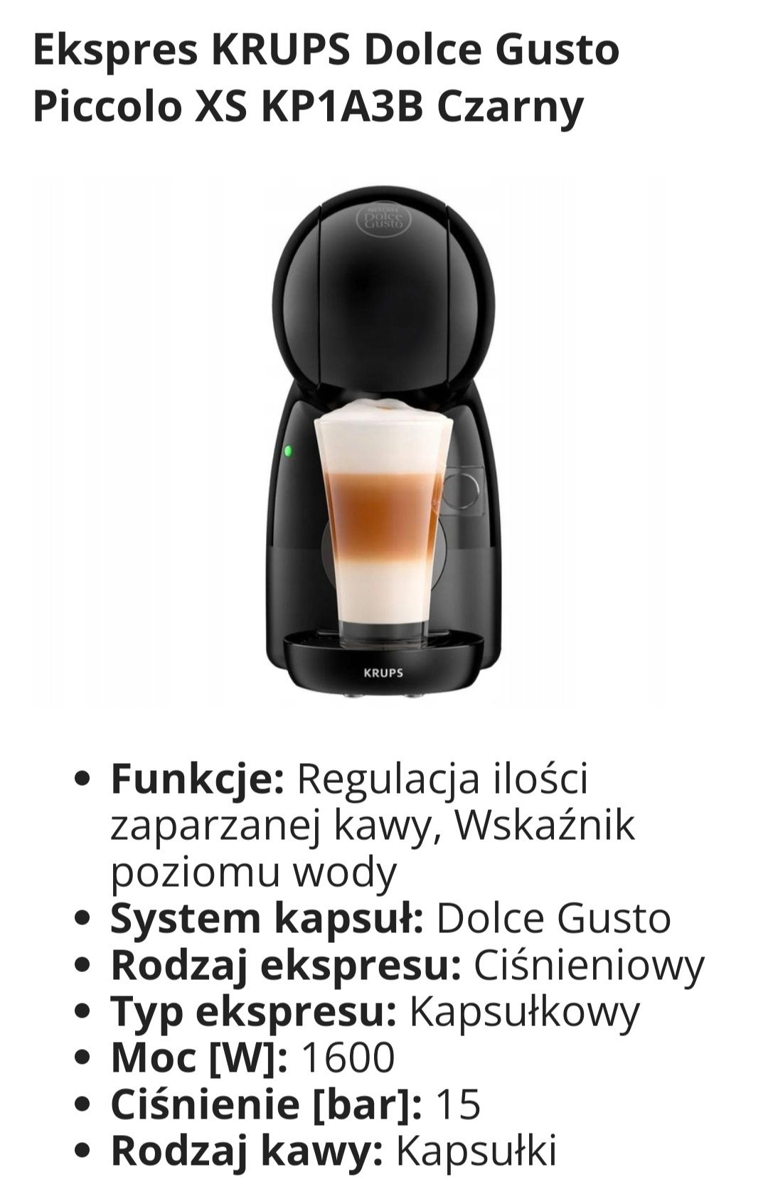 Ekspres do kawy Krups dolce Gusto Piccolo