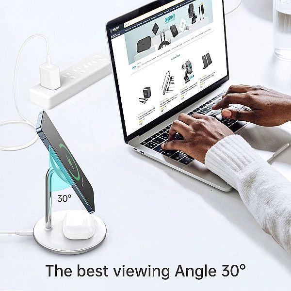 Ładowarka bezprzewodowa 2w1 Choetech T581-f MagSafe / Qi + kabel Usb-c