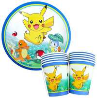 Pokemon Go Pikachu zestaw kubki talerzyki 20szt. urodziny