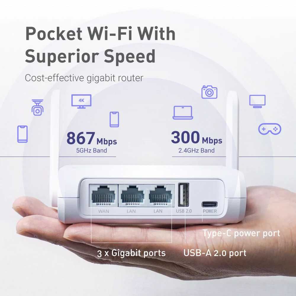 Портативный WiFi роутер gl-inet GL-SFT1200 Opal TOR VPN Wireguard