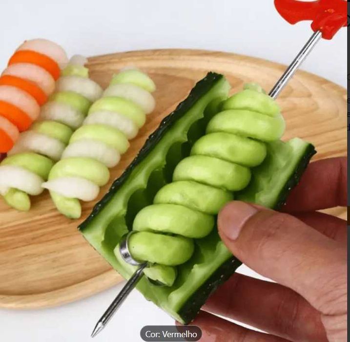 Faca em espiral para legumes, fruta. Ótima apresentação de forma fácil