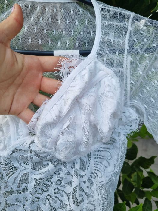 Боди кружевное комбинация белая
