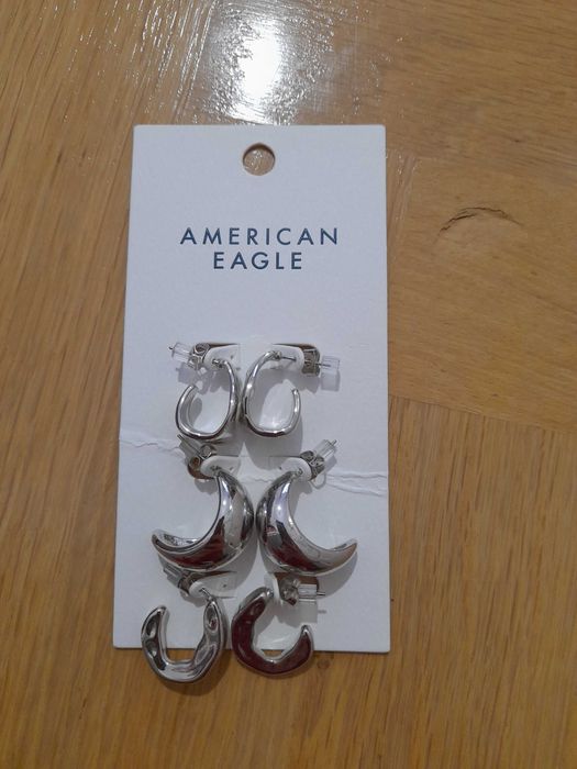 American Eagle kolczyki 3 pary kolor srebrny koluszka